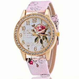 Pretty In Pink Sparkly Rose Watch NWT